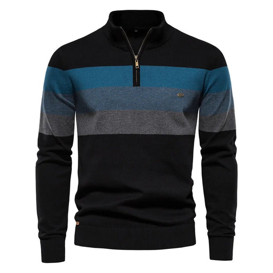 Image of Mason | Men's Striped Quarter Zip Sweater