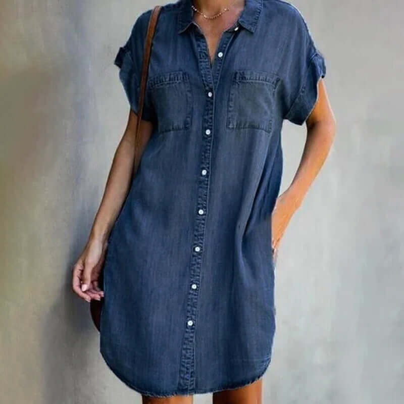 Image of Maureen | Women's Button-Down Denim Mini Dress