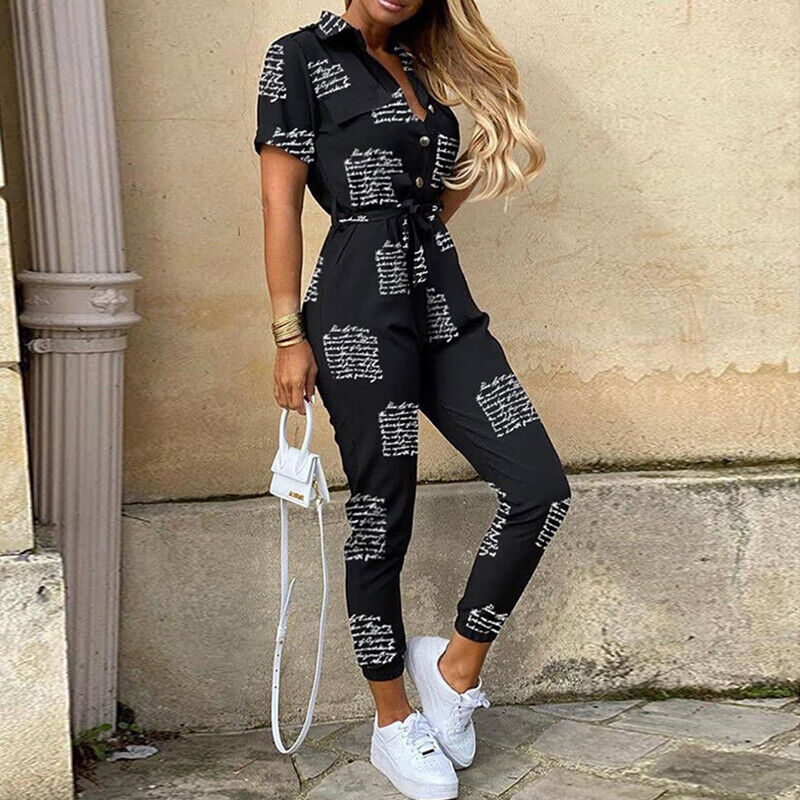 Image of Mckenzie | Women's Belted Short Sleeve Jumpsuit