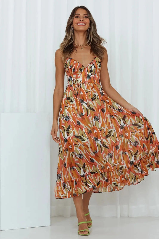 Image of Melissa | Women's V-Neck A-Line Midi Dress