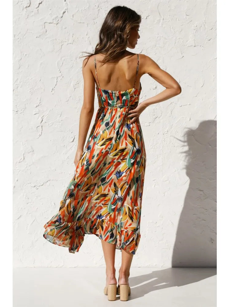 Image of Melissa | Women's V-Neck A-Line Midi Dress