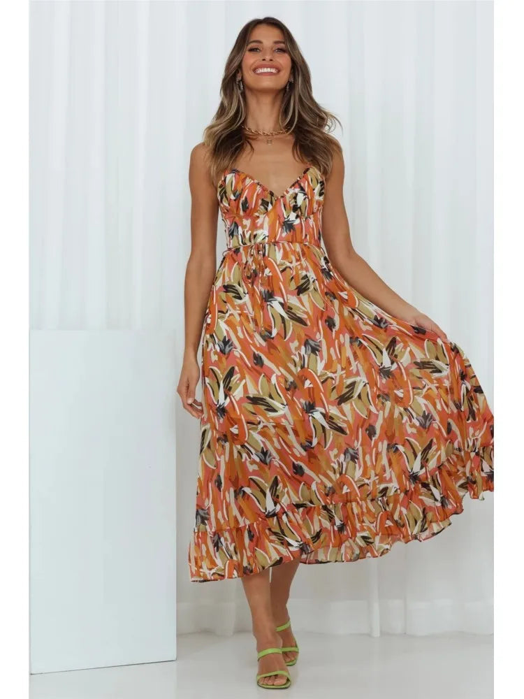 Image of Melissa | Women's V-Neck A-Line Midi Dress