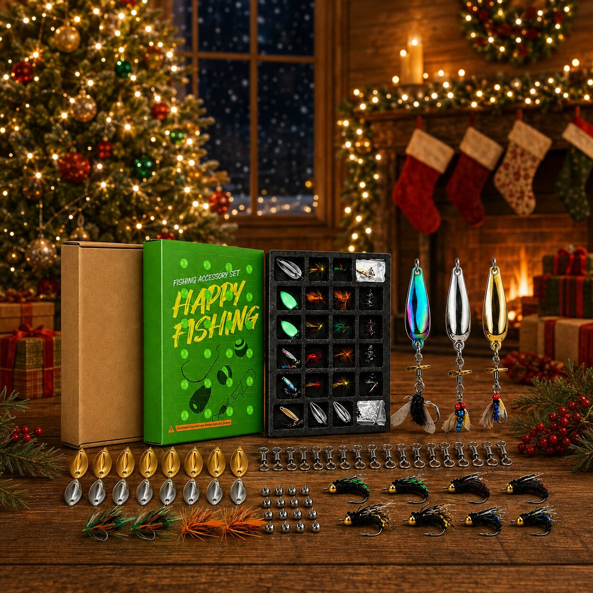 Men's 2026 Fishing Advent Calendar | 24 Doors with Fishing Lures & Accessories | Christmas Gift for Fishing Enthusiasts