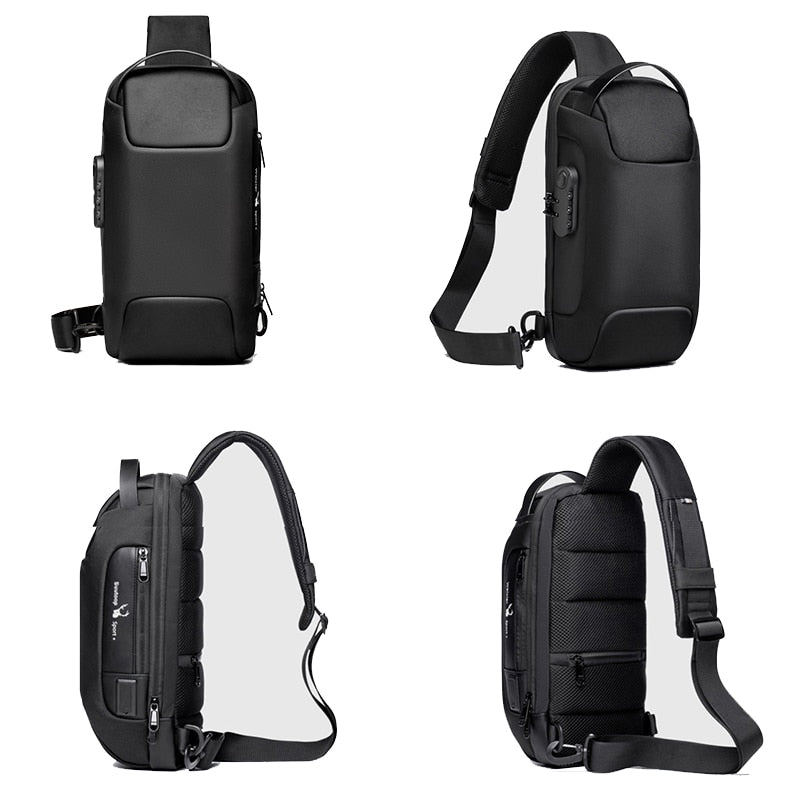 Men's Anti-Theft Water-Resistant Crossbody Bag with USB Charging