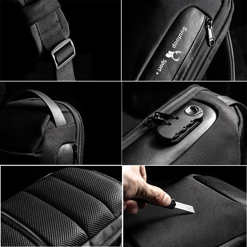 Men's Anti-Theft Water-Resistant Crossbody Bag with USB Charging