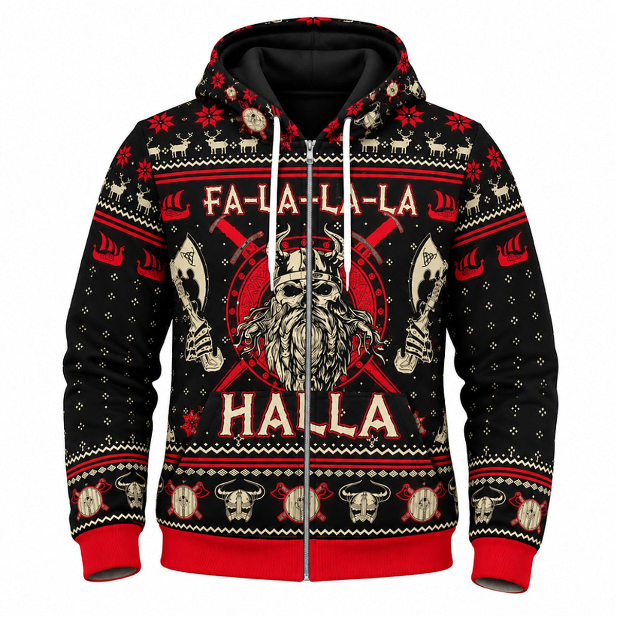 Men's Christmas Sweater - Viking Design as Sweater, Hoodie or Zip Hoodie