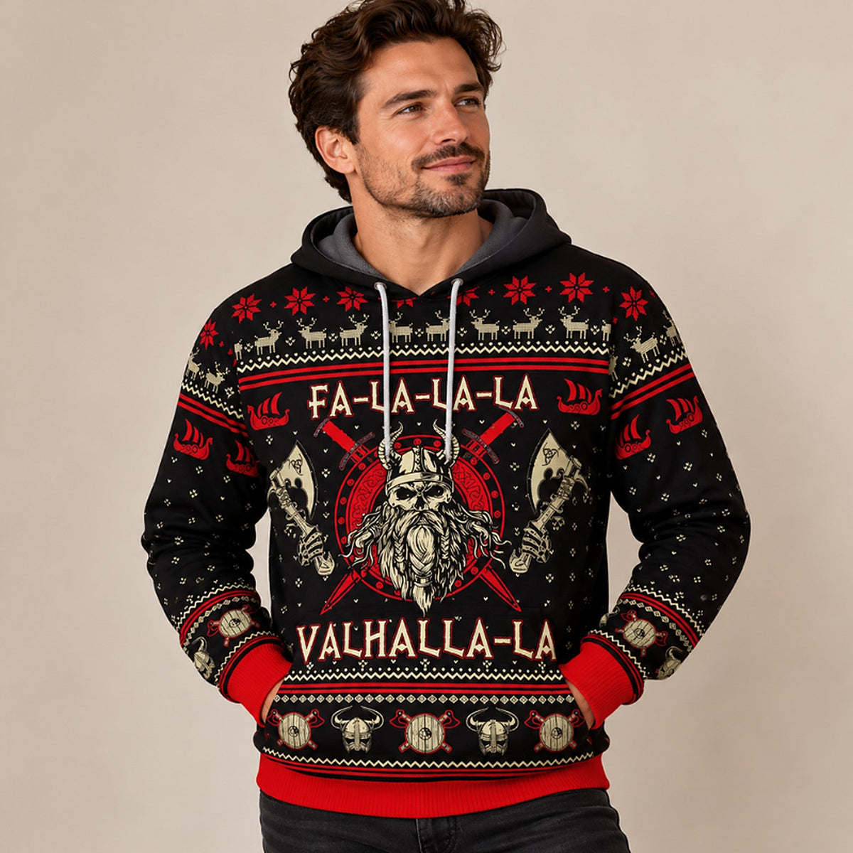 Men's Christmas Sweater - Viking Design as Sweater, Hoodie or Zip Hoodie
