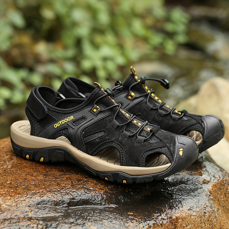 Men's Closed-Toe Sandals with Elastic Straps