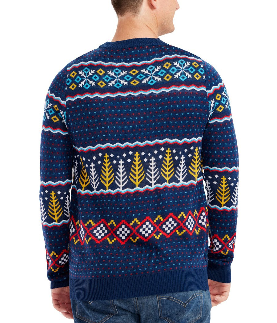 Men's Fair Isle Christmas Sweater with Toasting Polar Bears in Santa Hats