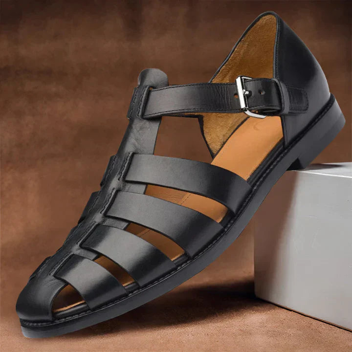 Men's Leather Upper Sandals with Adjustable Straps