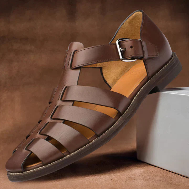 Men's Leather Upper Sandals with Adjustable Straps
