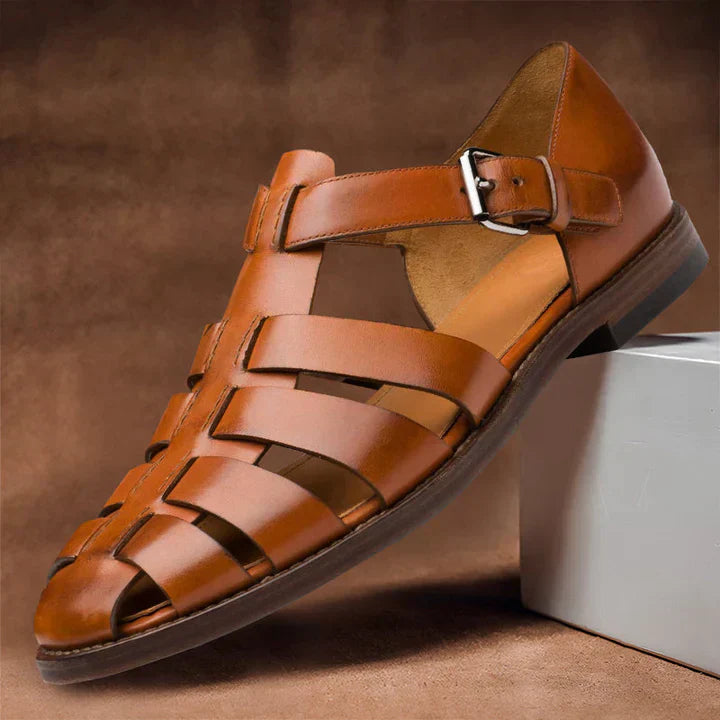 Men's Leather Upper Sandals with Adjustable Straps