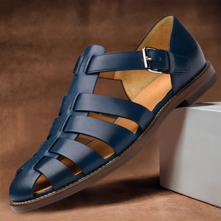 Men's Leather Upper Sandals with Adjustable Straps
