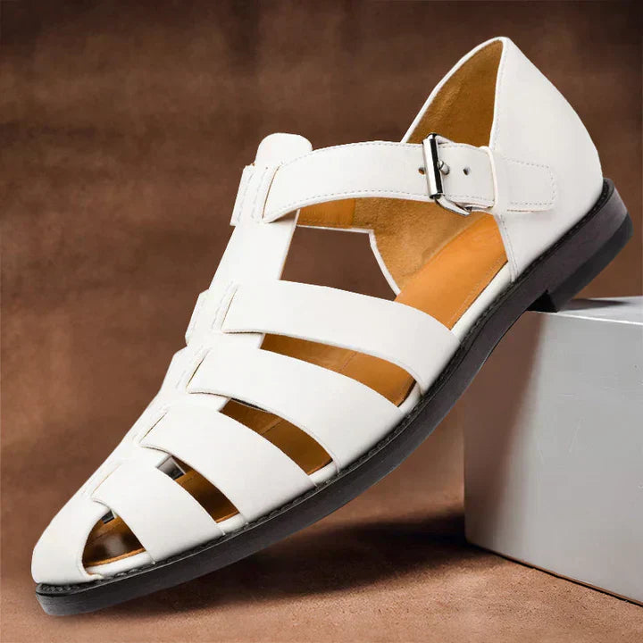 Men's Leather Upper Sandals with Adjustable Straps