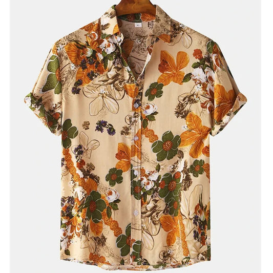 Men's Lightweight Floral Pattern Tropical Shirt