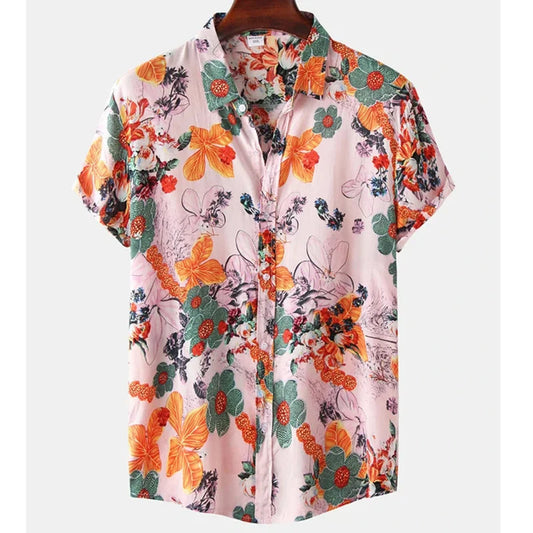 Men's Lightweight Floral Pattern Tropical Shirt