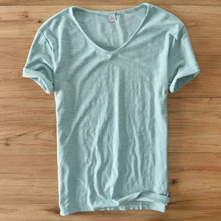 Men's Lightweight Linen V-Neck T-Shirt – Breathable & Summery