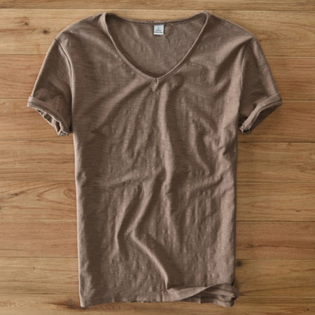Men's Lightweight Linen V-Neck T-Shirt – Breathable & Summery