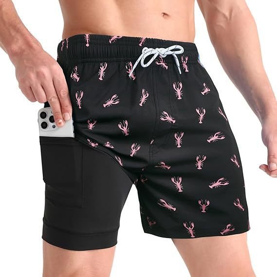Men's Quick-Dry Swim Shorts with Compression Liner