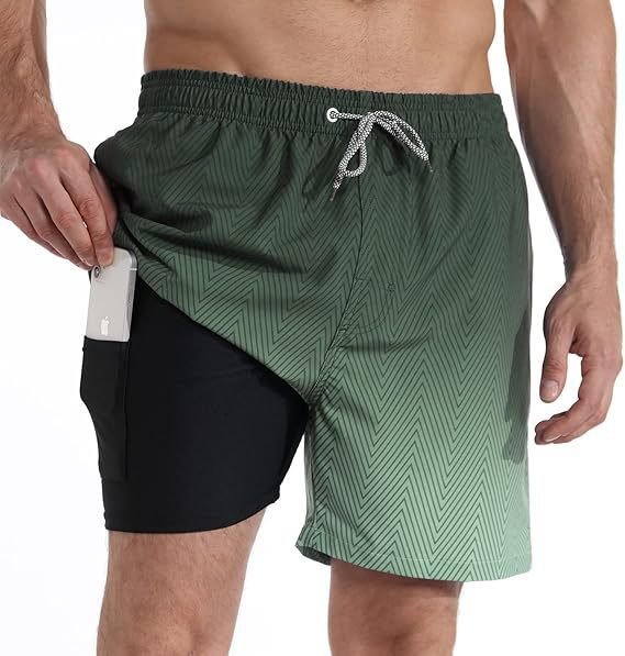 Men's Quick-Dry Swim Shorts with Compression Liner