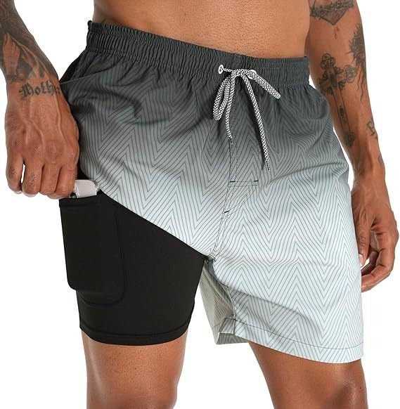 Men's Quick-Dry Swim Shorts with Compression Liner