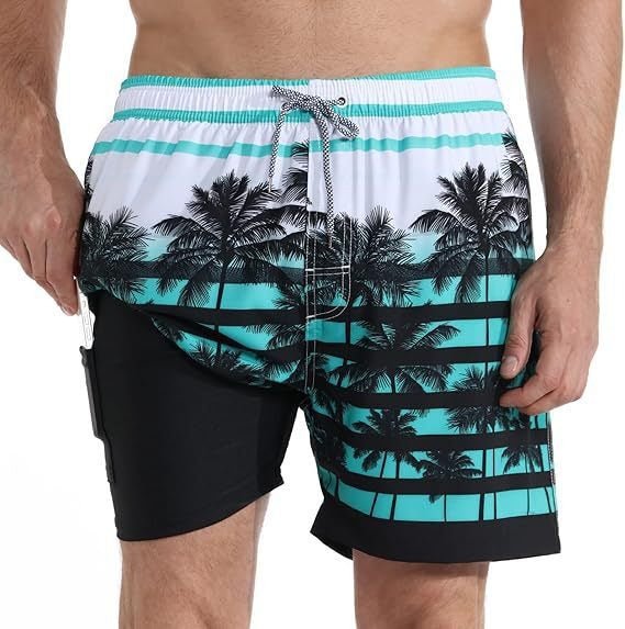 Men's Quick-Dry Swim Shorts with Compression Liner