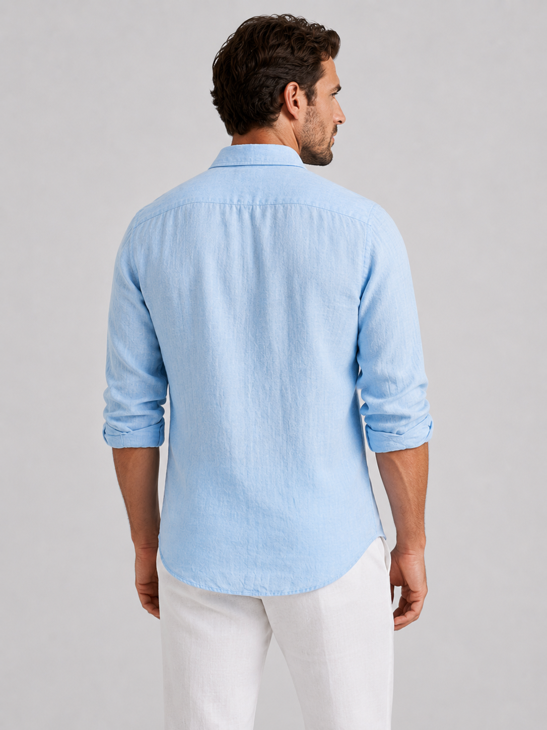 Men's Relaxed Fit Linen-Look Button-Up Summer Shirt