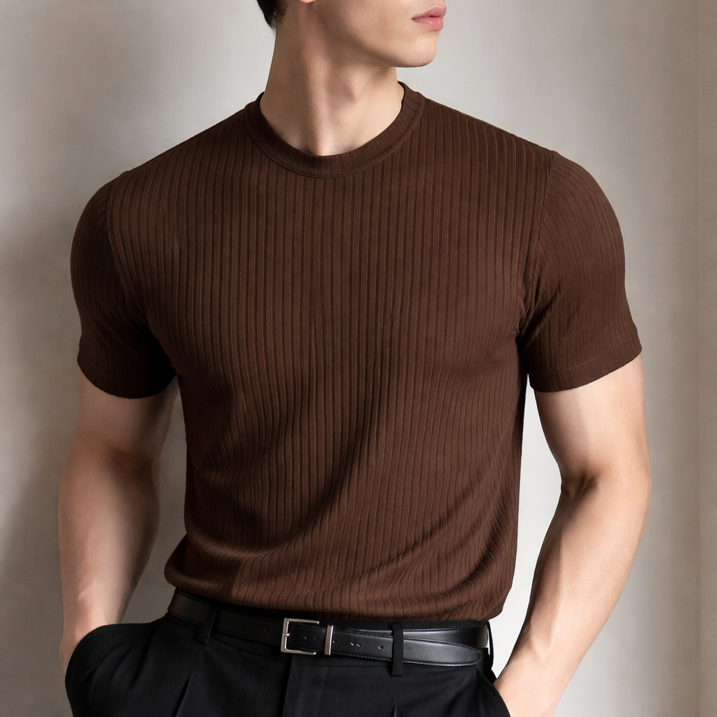 Men's Ribbed Sculpted Fit T-Shirt | Modern Tailored Style