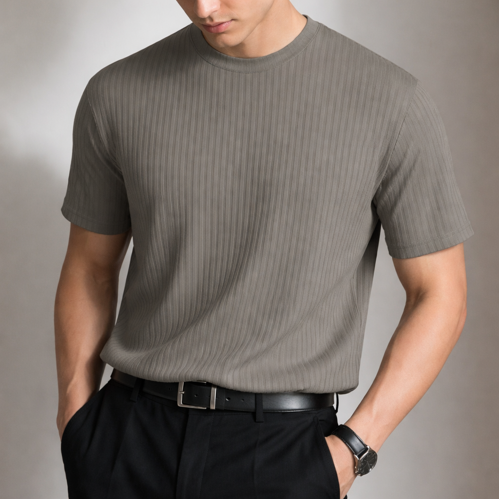 Men's Ribbed Sculpted Fit T-Shirt | Modern Tailored Style