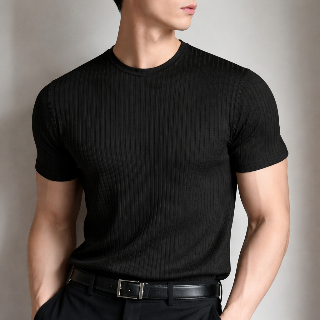 Men's Ribbed Sculpted Fit T-Shirt | Modern Tailored Style