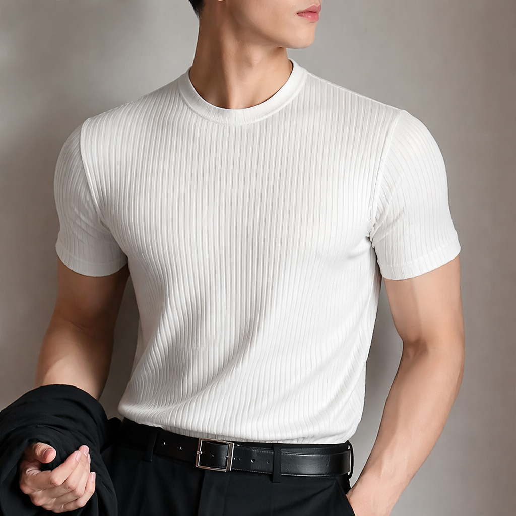 Men's Ribbed Sculpted Fit T-Shirt | Modern Tailored Style