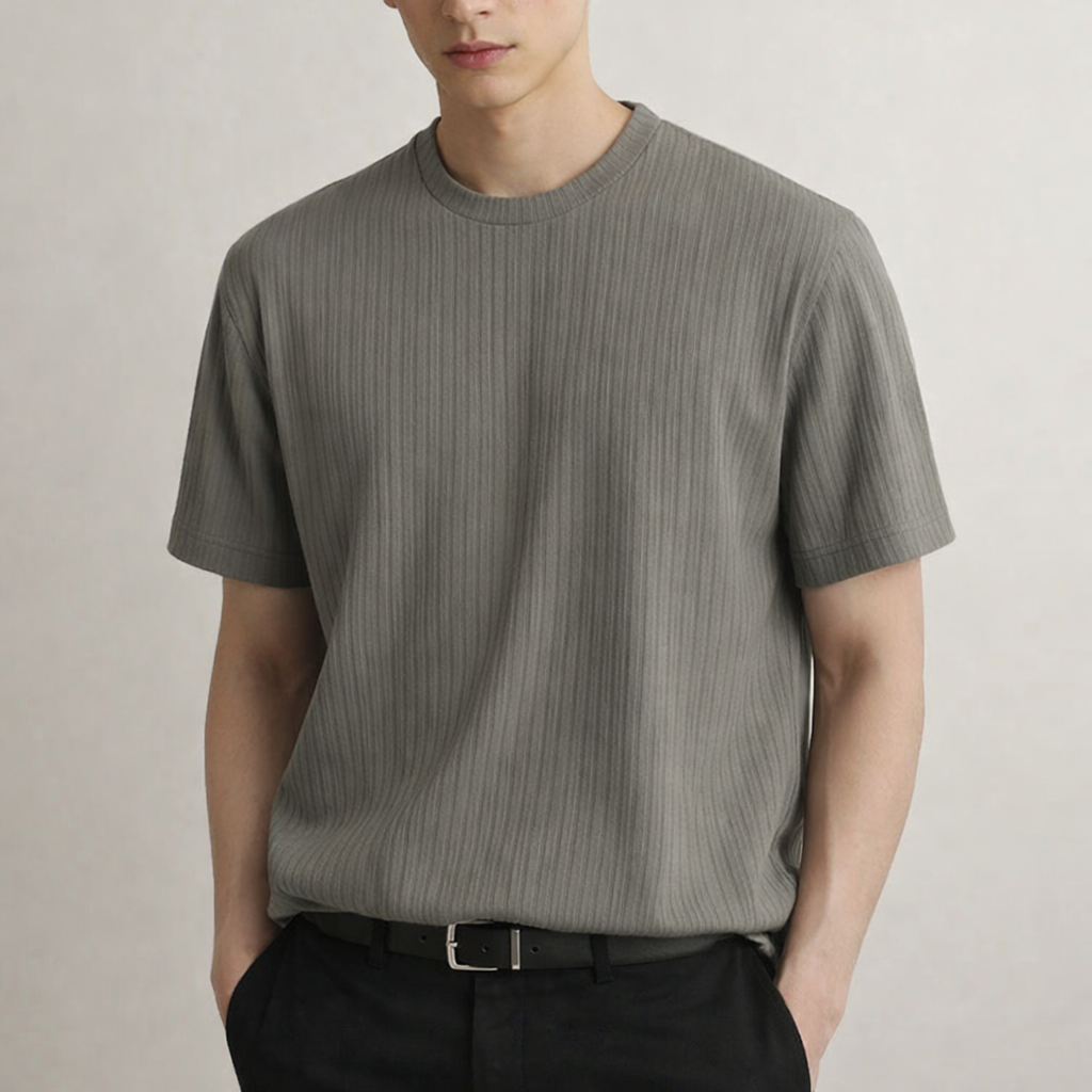 Men's Ribbed Sculpted Fit T-Shirt | Modern Tailored Style