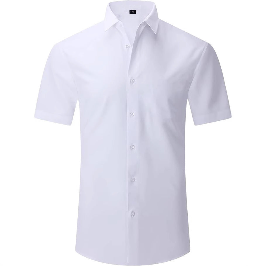 Men's Short-Sleeve Cotton Shirt with Modern Button Details