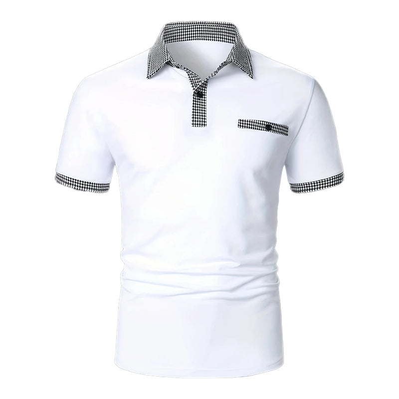 Men's Short Sleeve Houndstooth Polo Shirt