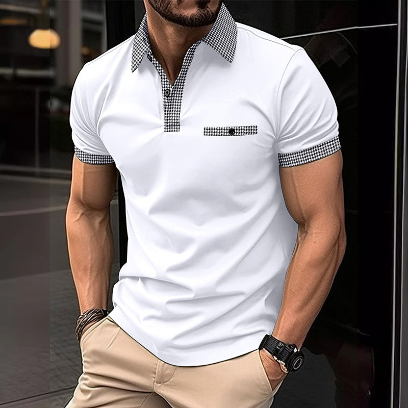 Men's Short Sleeve Houndstooth Polo Shirt