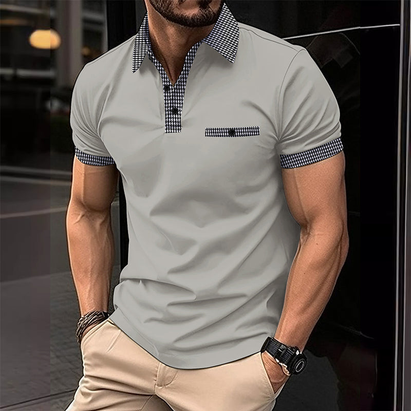Men's Short Sleeve Houndstooth Polo Shirt