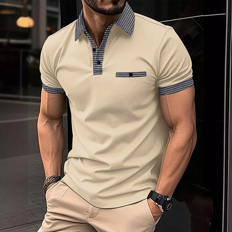 Men's Short Sleeve Houndstooth Polo Shirt