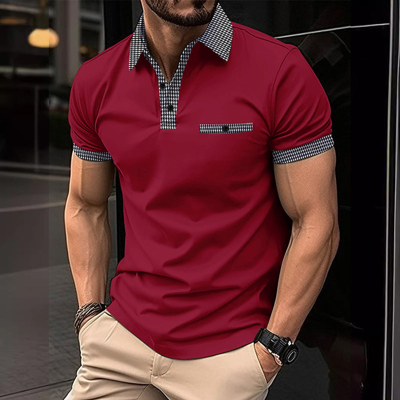Men's Short Sleeve Houndstooth Polo Shirt
