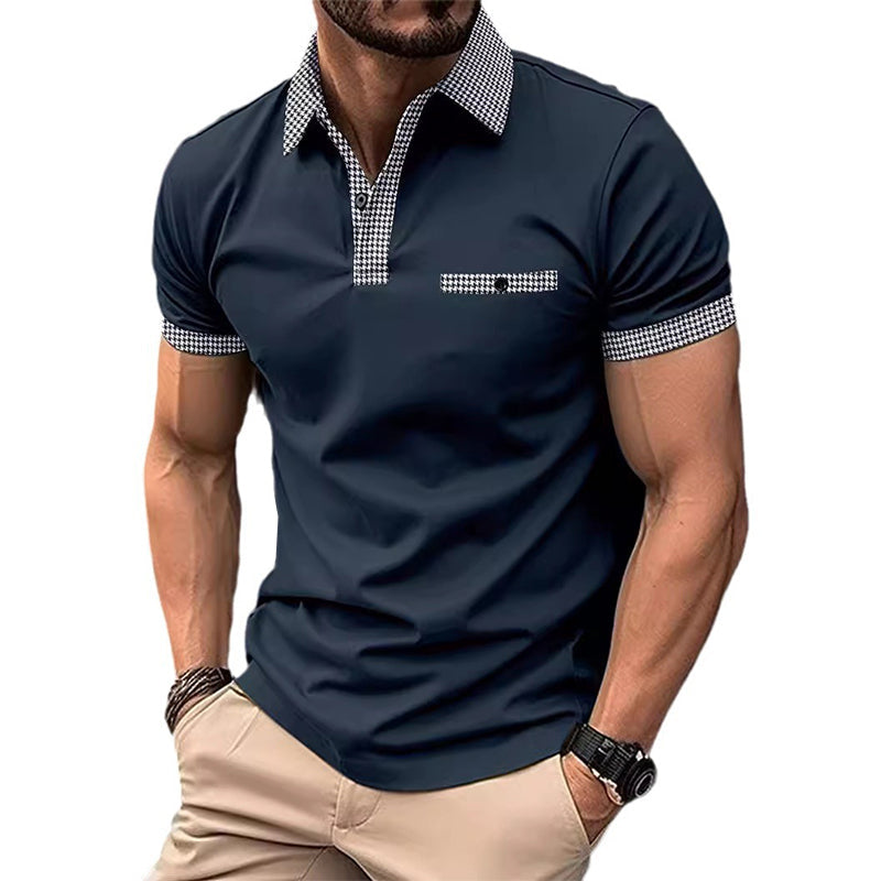 Men's Short Sleeve Houndstooth Polo Shirt