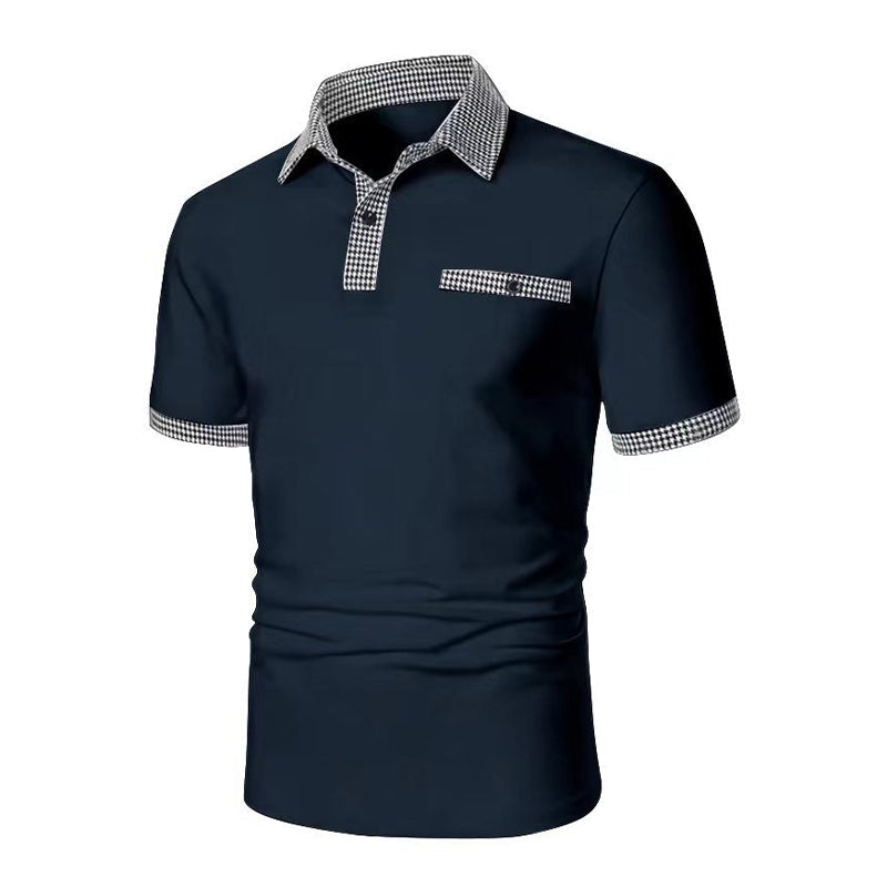 Men's Short Sleeve Houndstooth Polo Shirt