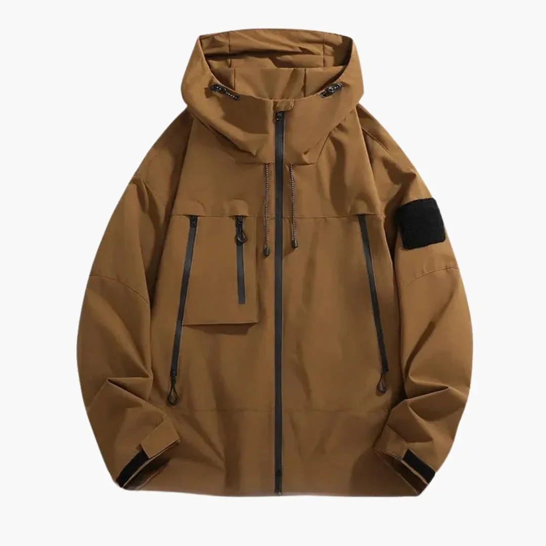 Men's Softshell Jacket with Hood and Zipper Pockets