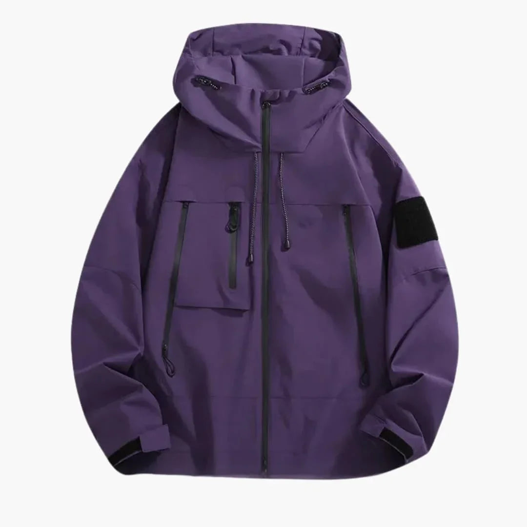 Men's Softshell Jacket with Hood and Zipper Pockets