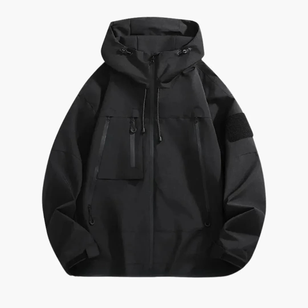 Men's Softshell Jacket with Hood and Zipper Pockets