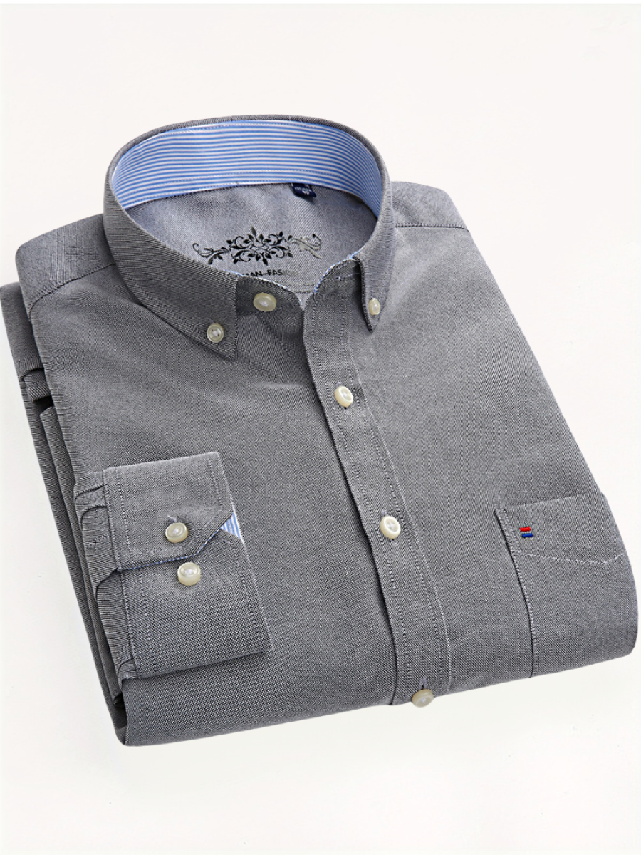 Men's Solid Collared Shirt with Pocket
