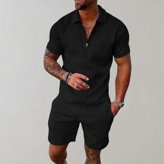 Men's Summer Set: Breathable Polo Shirt & Shorts for Warm Days