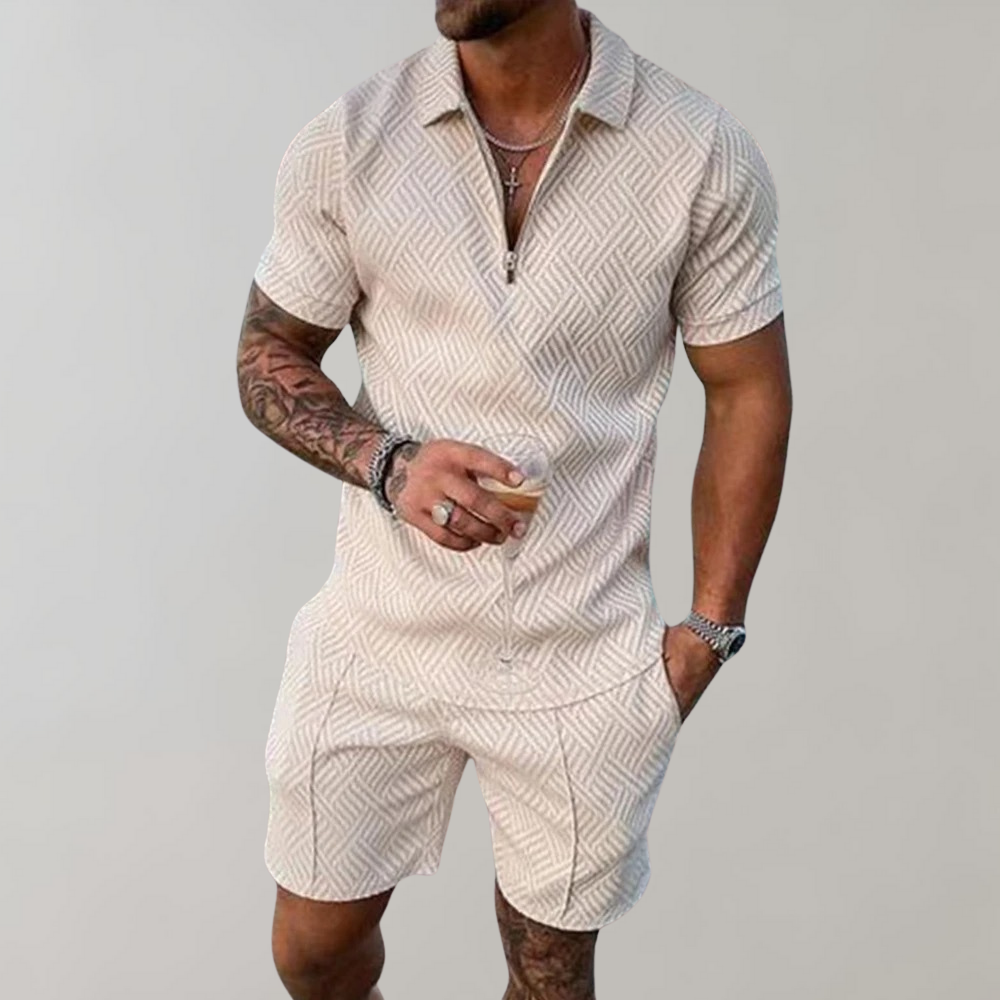 Men's Summer Set: Breathable Polo Shirt & Shorts for Warm Days
