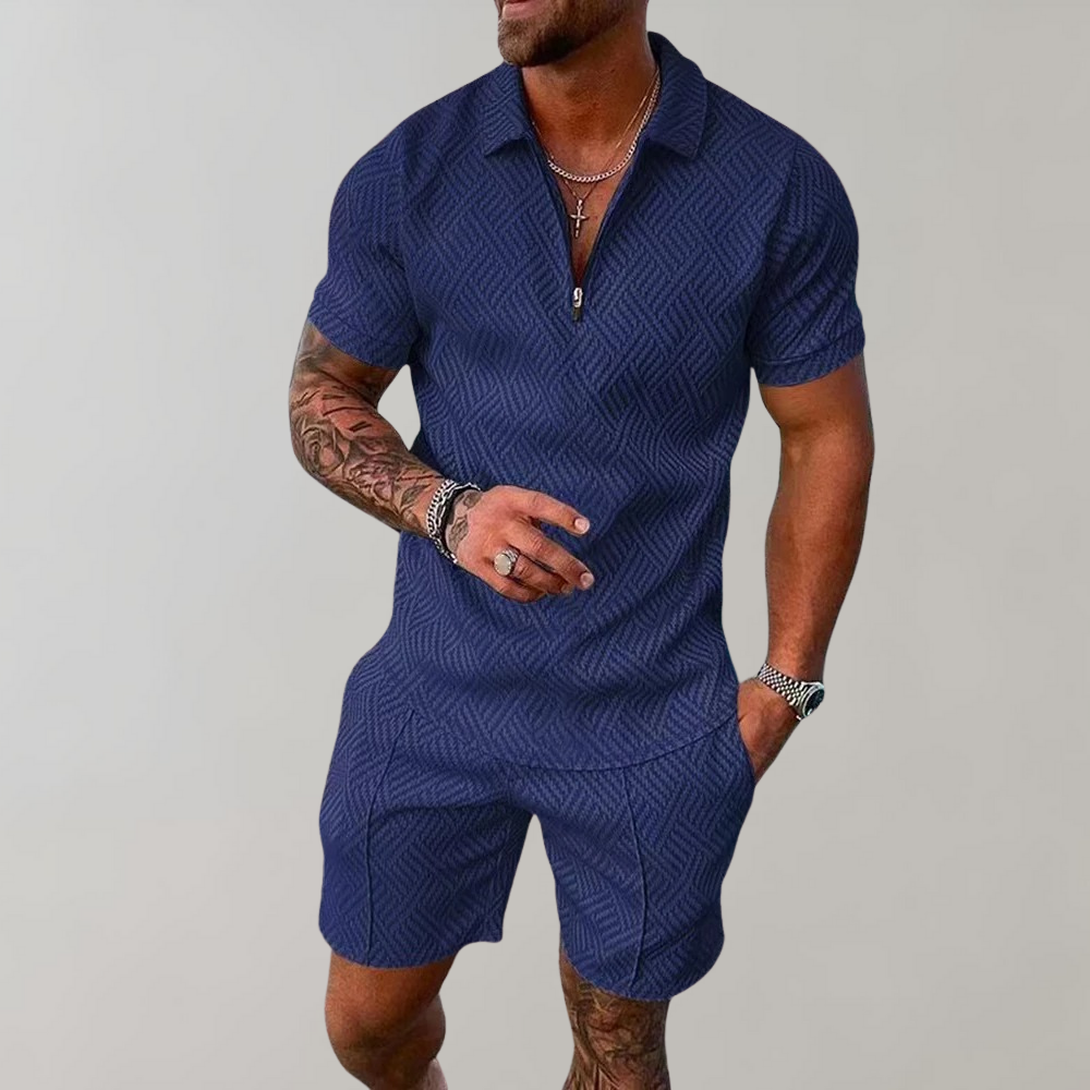 Men's Summer Set: Breathable Polo Shirt & Shorts for Warm Days
