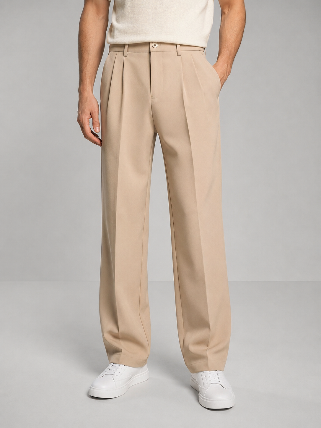 Men's Tailored Straight-Leg Trousers - Smart Casual Fit