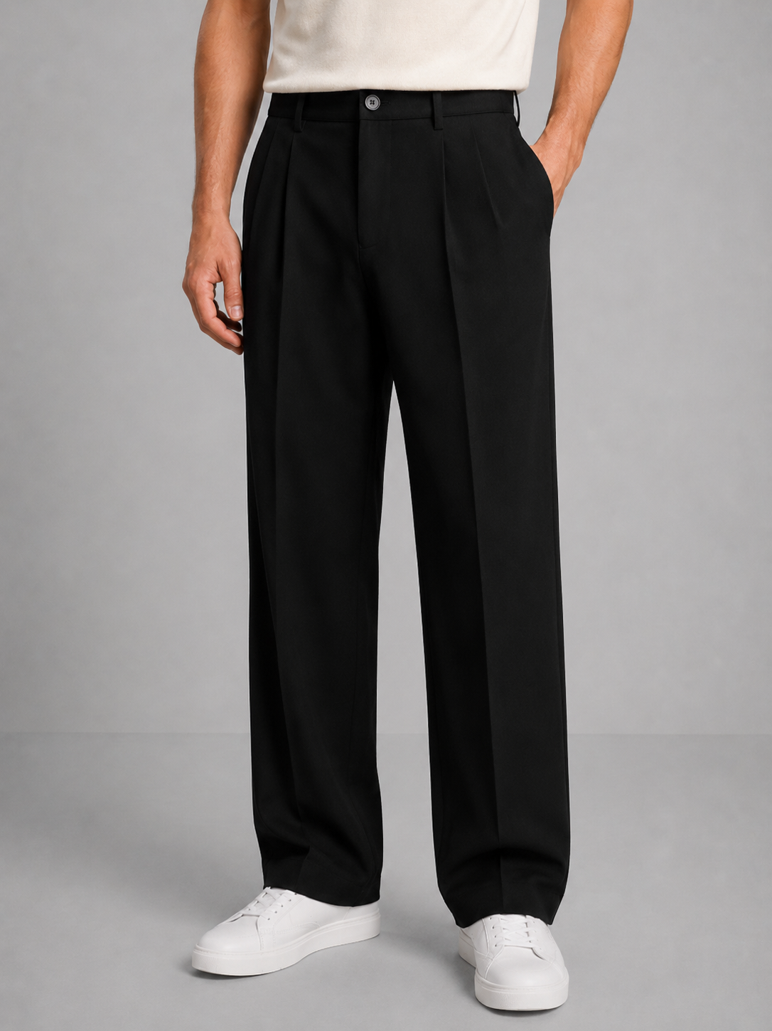 Men's Tailored Straight-Leg Trousers - Smart Casual Fit