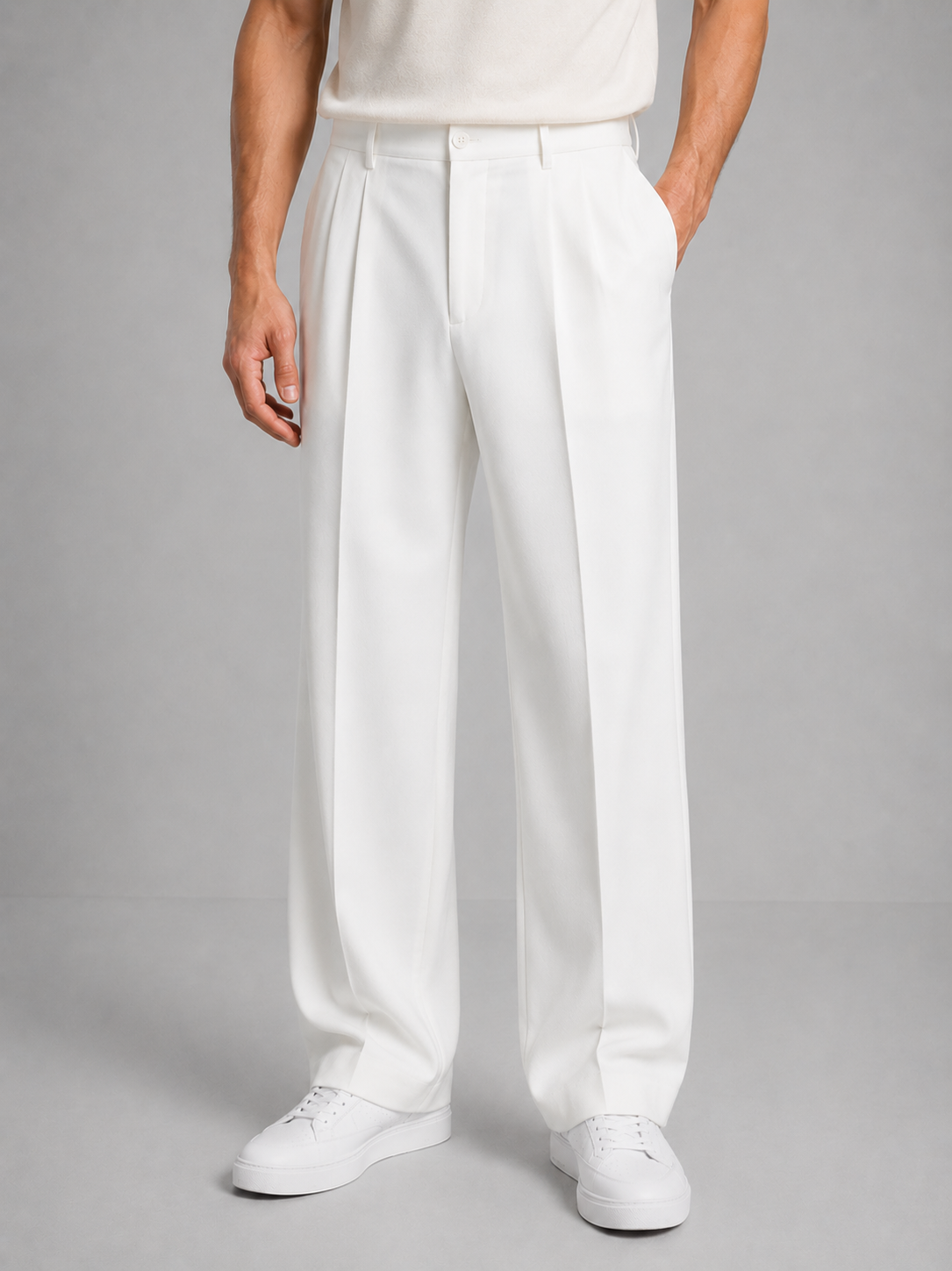 Men's Tailored Straight-Leg Trousers - Smart Casual Fit